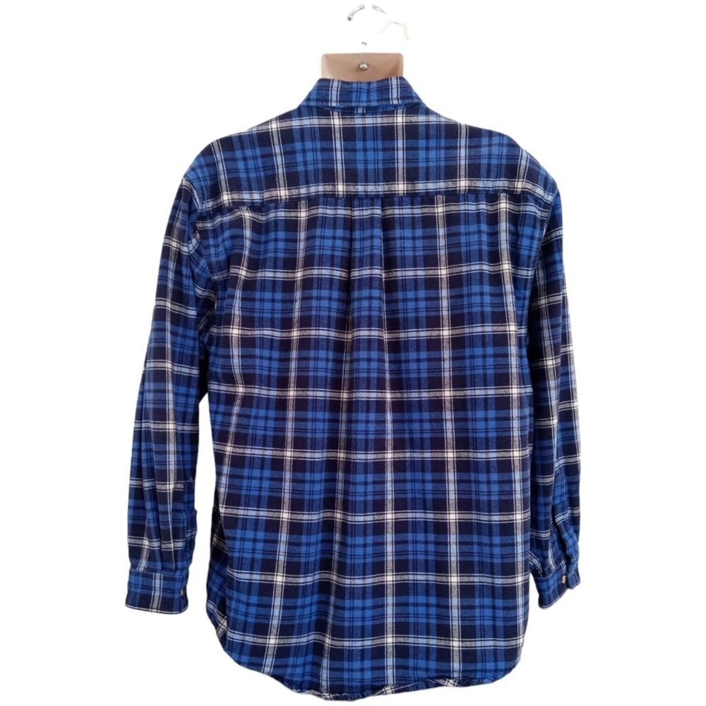 Eddie Bauer Men's Flannel Shirt Blue‎ Plaid Long Sleeve Button Up Size Med - Picture 3 of 7